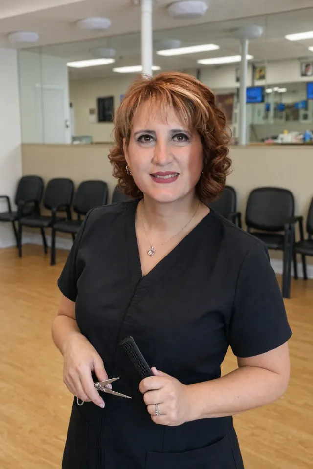 Julia, barber and stylist at Camp Ave Barbershop in Merrick, NY